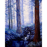 Blue Misty Morning in the Redwoods Original Painting - Laura Milnor Iverson Official Site