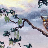 Horned Owl on Moonlit Oak Tree Original Painting - Prints Available