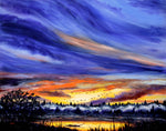Geese Over a Wetlands Pond at Sunrise Original Painting Laura Milnor Iverson Corvallis Oregon Wetlands Landscape