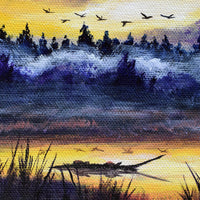 Geese Over a Wetlands Pond at Sunrise Original Painting Laura Milnor Iverson Official Site
