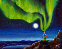 Green Tara Creating the Aurora Borealis Original Painting Goddess Art