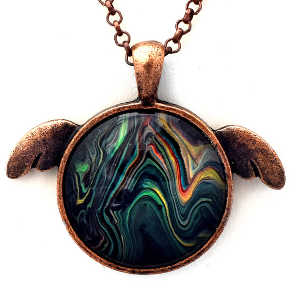 Sea Turtle Copper Original Abstract Green Swirl Handmade Pendant Laura Milnor Iverson Official Site