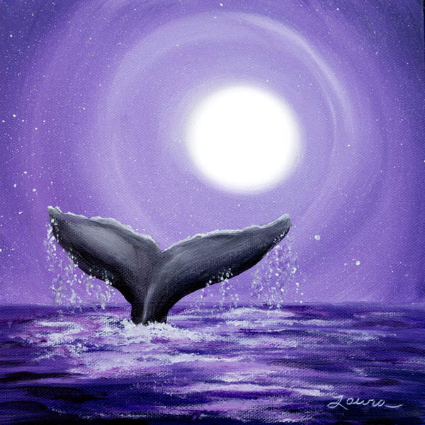 Whale Tail in Lavender Moonlight Original Painting - SOLD - Prints Available