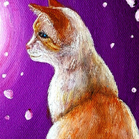 Flame Point Siamese Cat In Dancing Cherry Blossoms Original Painting - Prints Available