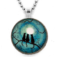 Three Black Cats Under a Full Moon Handmade Pendant Necklace Laura Milnor Iverson Official Site