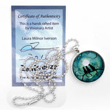 Three Black Cats Under a Full Moon Handmade Pendant Necklace Laura Milnor Iverson Official Site