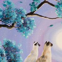 Three Siamese Cats in Moonlight Original Painting - Laura Milnor Iverson - Prints Available