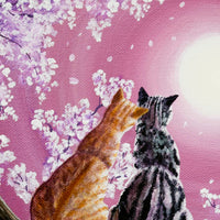 Orange And Gray Tabby Cats In Cherry Blossoms  - SOLD - Prints Available