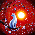 White Cat In Bright Sunset Original Painting Laura Milnor Iverson Official Site