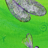Shimmering Purple Dragonflies in Green Moonlight Original Painting