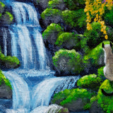 Siamese Cat by a Cascading Waterfall Original Painting Laura Milnor Iverson Official Site